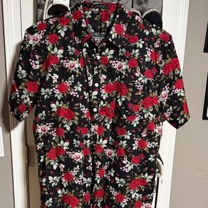 Black and Red floral shirt